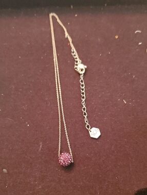 TC Purple Crystal Pave Ball Pendant Necklace - Silver Tone